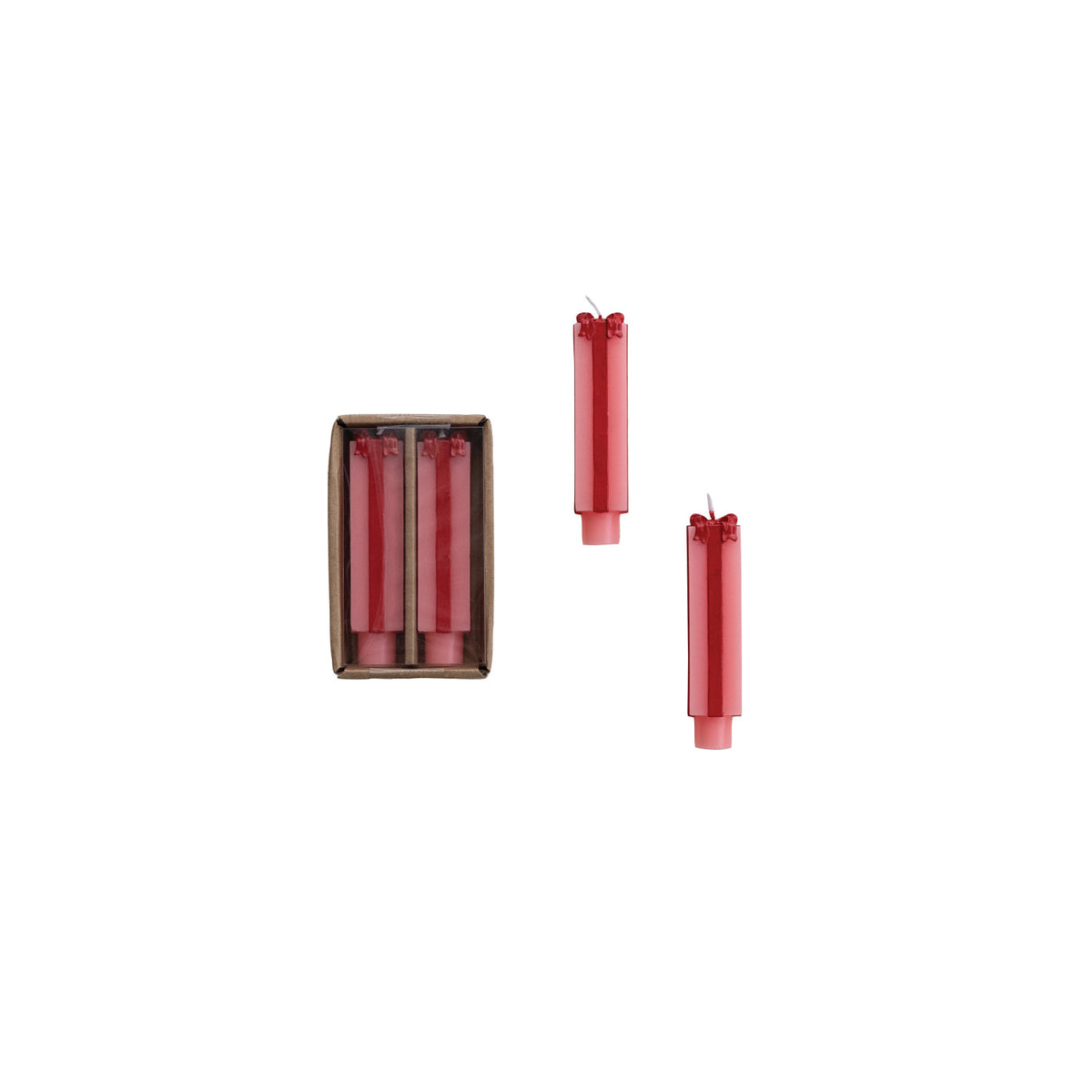 Pink &amp; Red Bow Tapered Candles