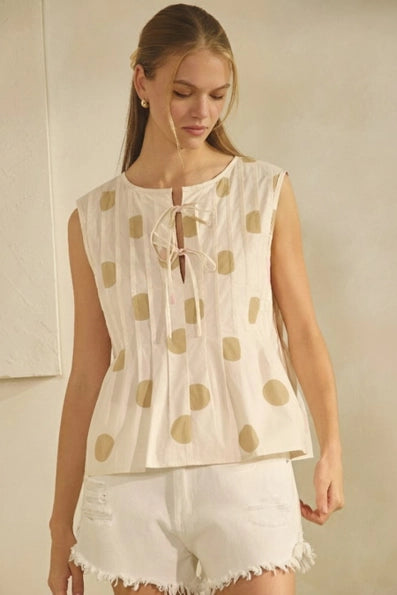 Polka Dot Printed Sleeveless Blouse