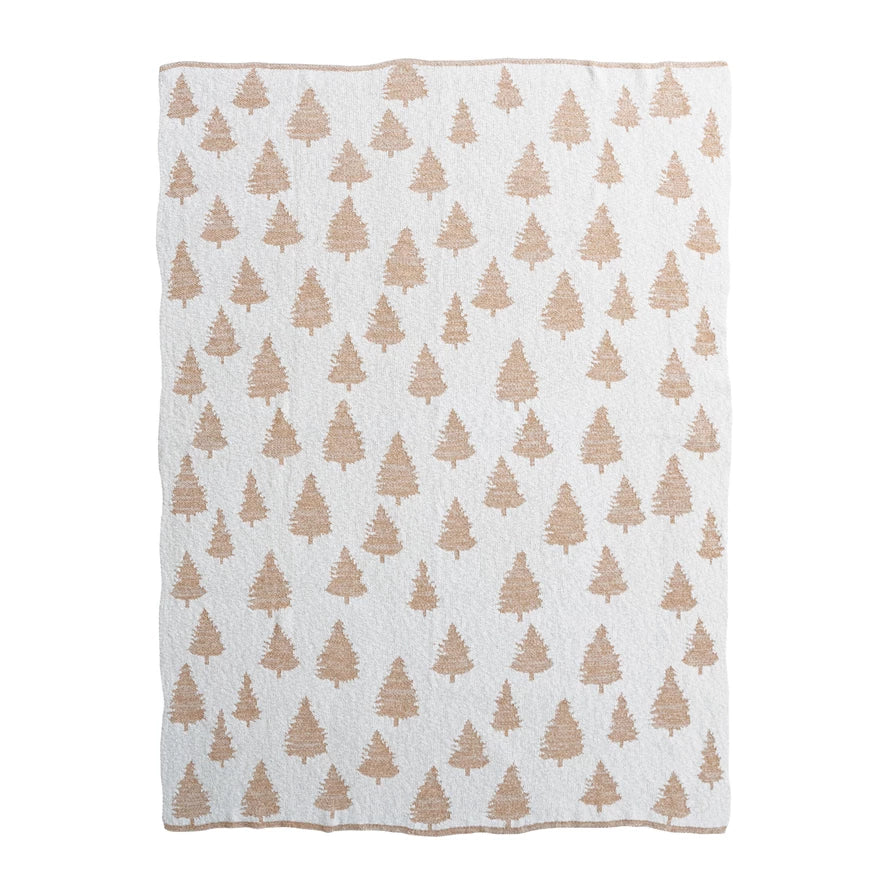 Cotton Metallic Gold Tree Throw