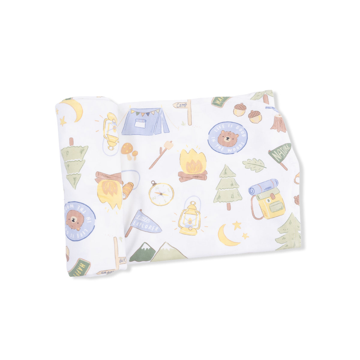 Camping Blue Swaddle Blanket