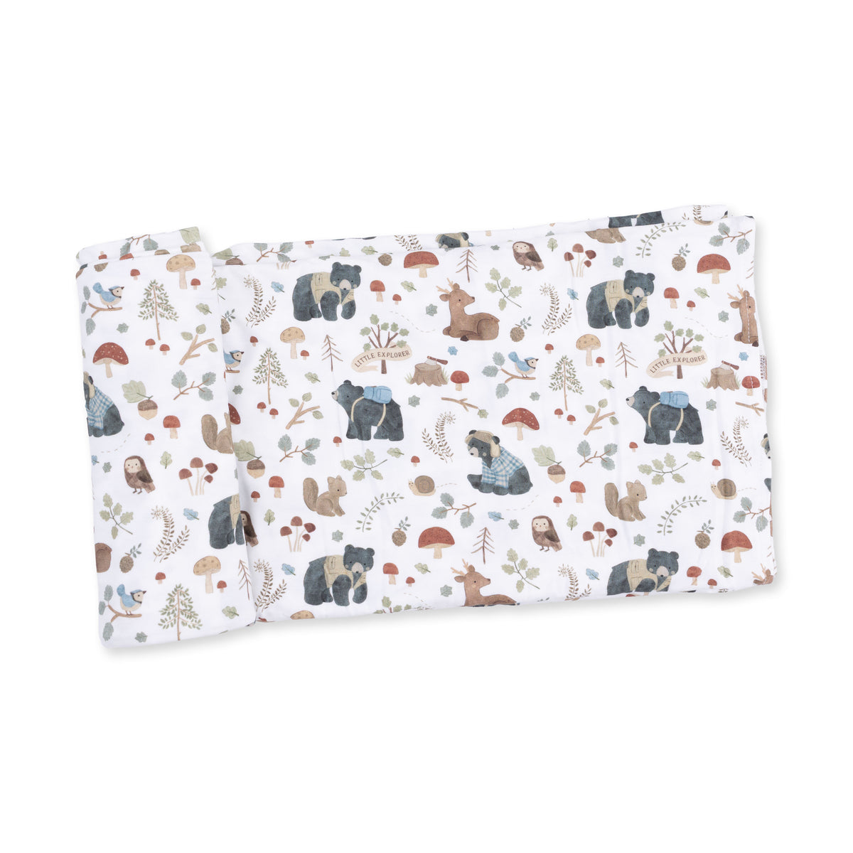 Southern Woodland Animals Green Swaddle Blanket