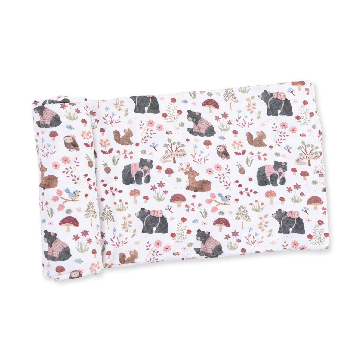 Southern Woodland Animals Pink Swaddle Blanket