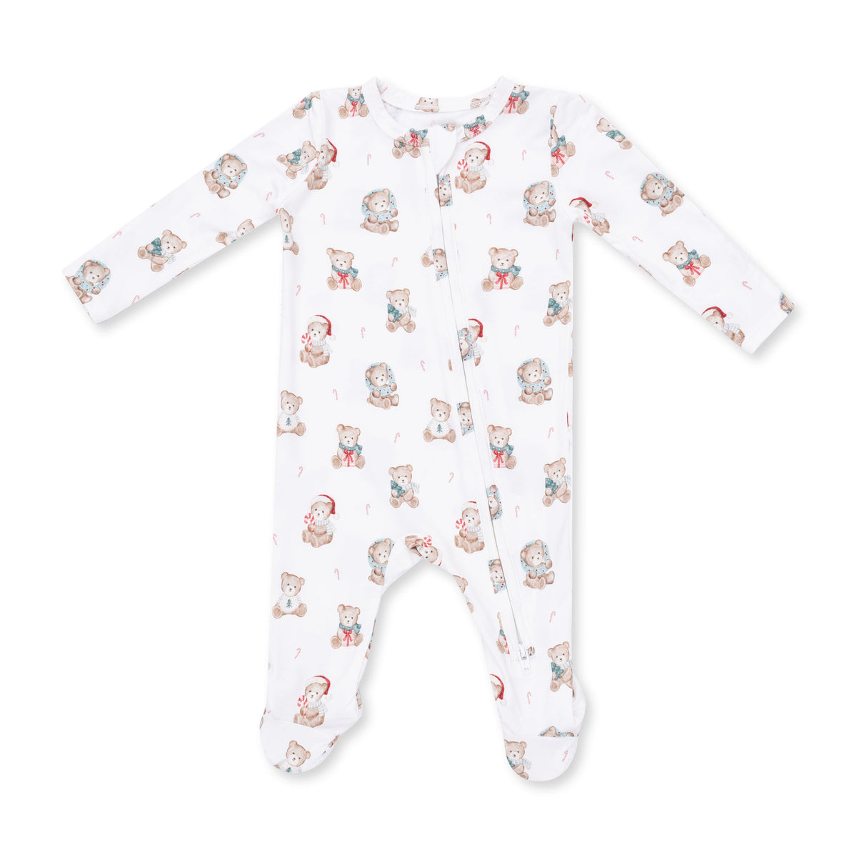 Christmas Teddy Bears Uni 2 Way Zipper Footie
