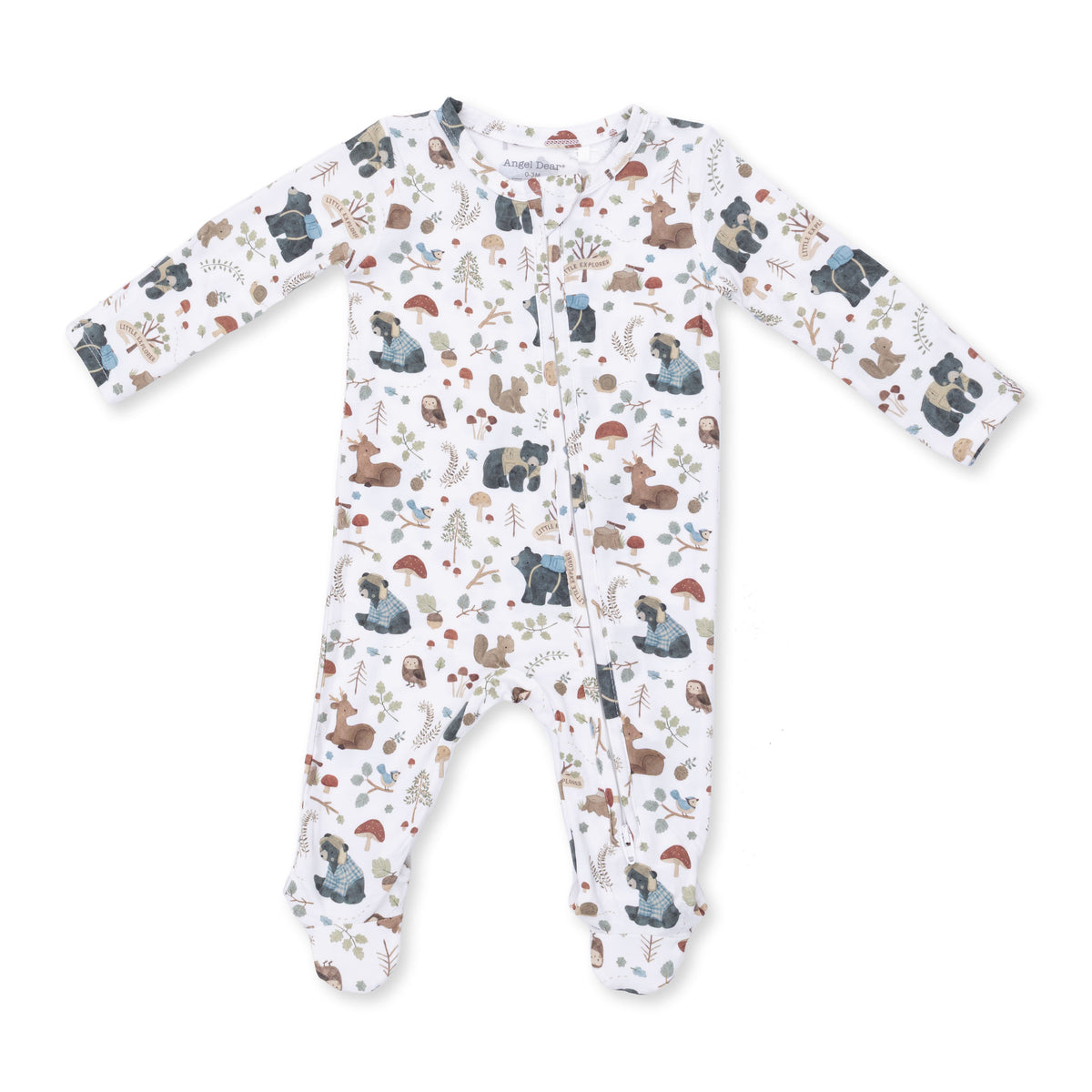 Southern Woodland Animals Green 2 Way Zipper Footie