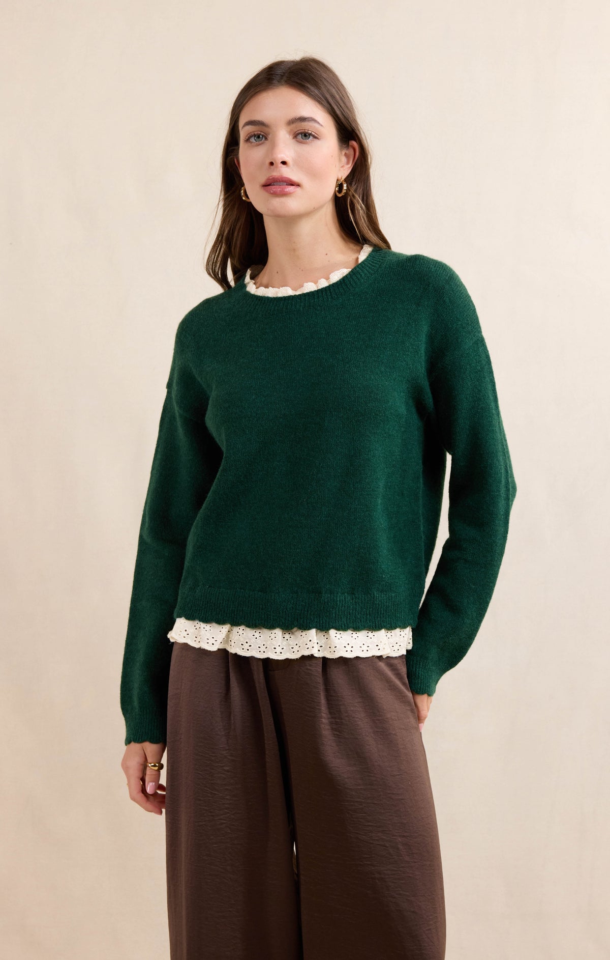 Brynn Eyelet Trim Sweater