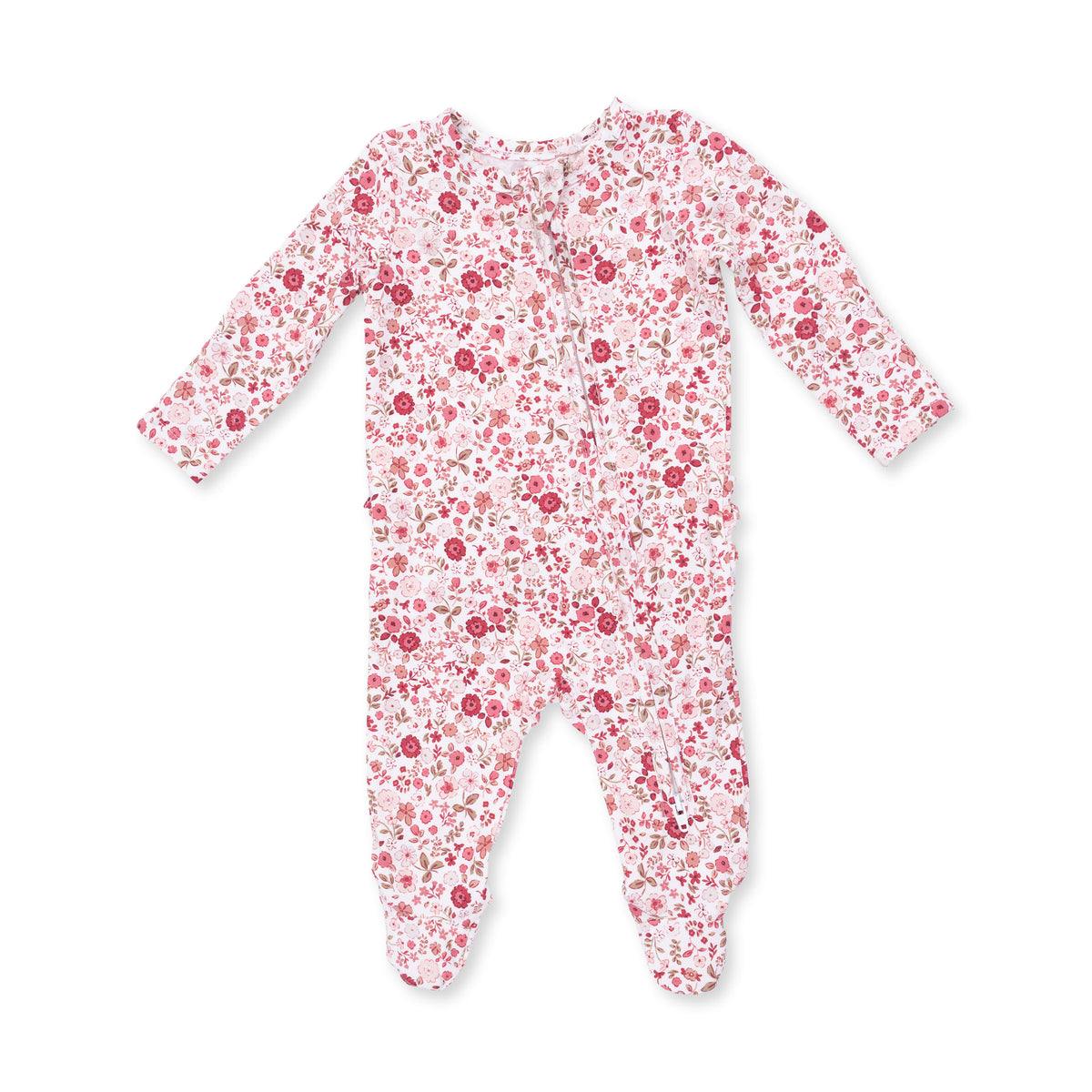 Serene Floral 2 Way Ruffle Back Zipper Footie