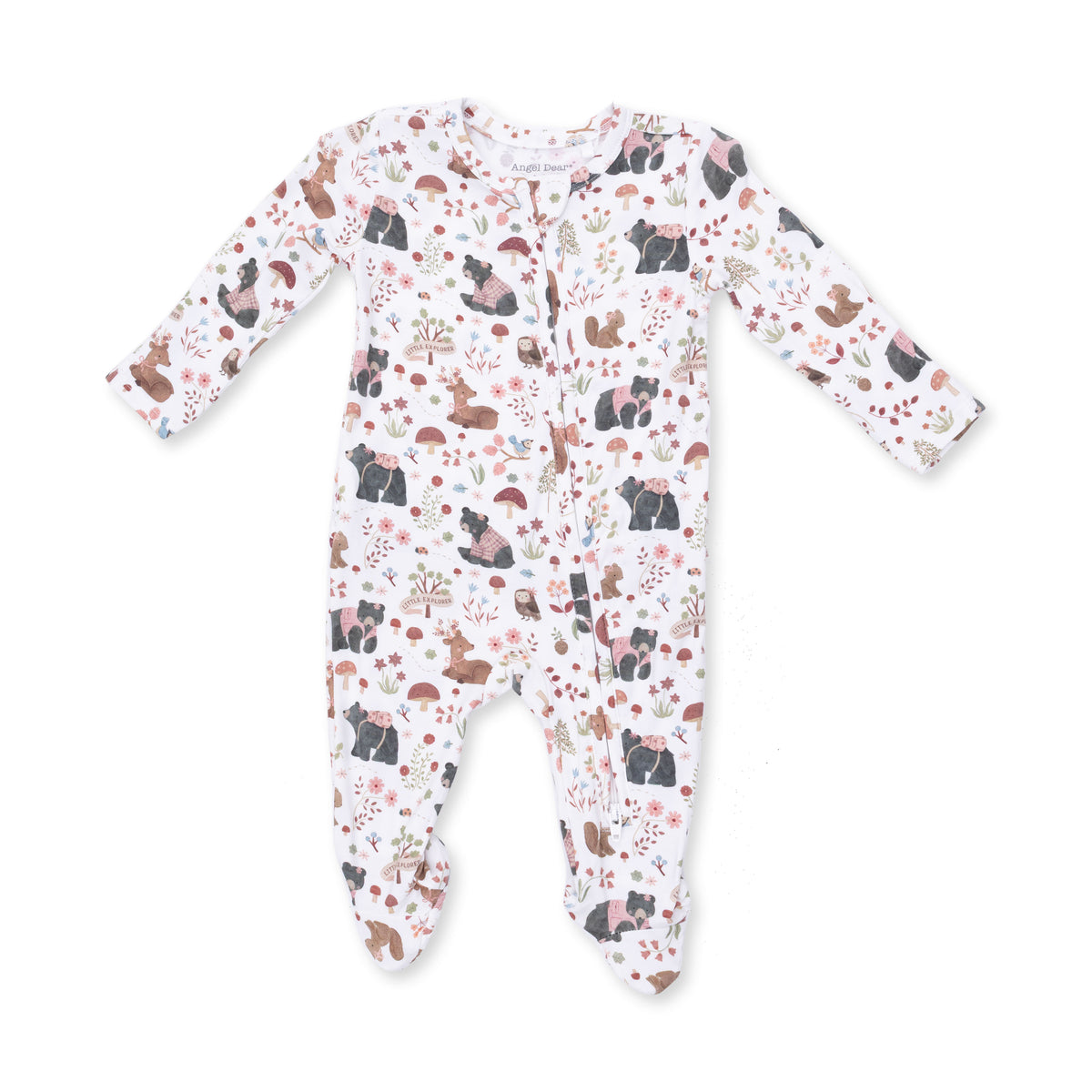 Southern Woodland Animals Pink 2 Way Ruffle Back Zipper Footie