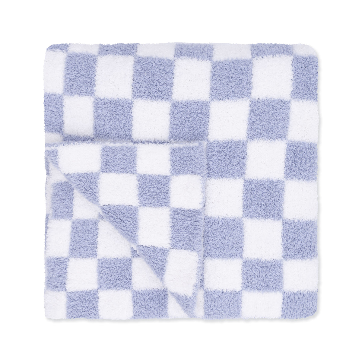 Dusty Blue Checkerboard Chenille Blanket