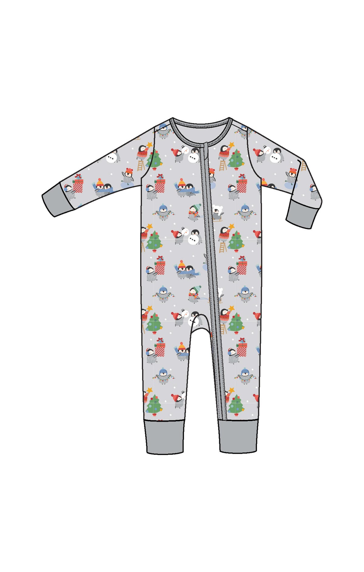 Holiday Penguins-2 Way Zipper Romper