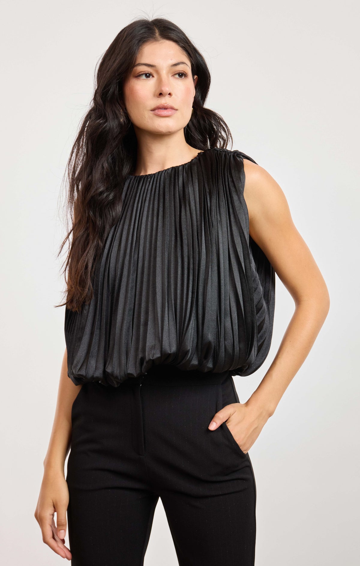 Amour Pleated Bubble Hem Top