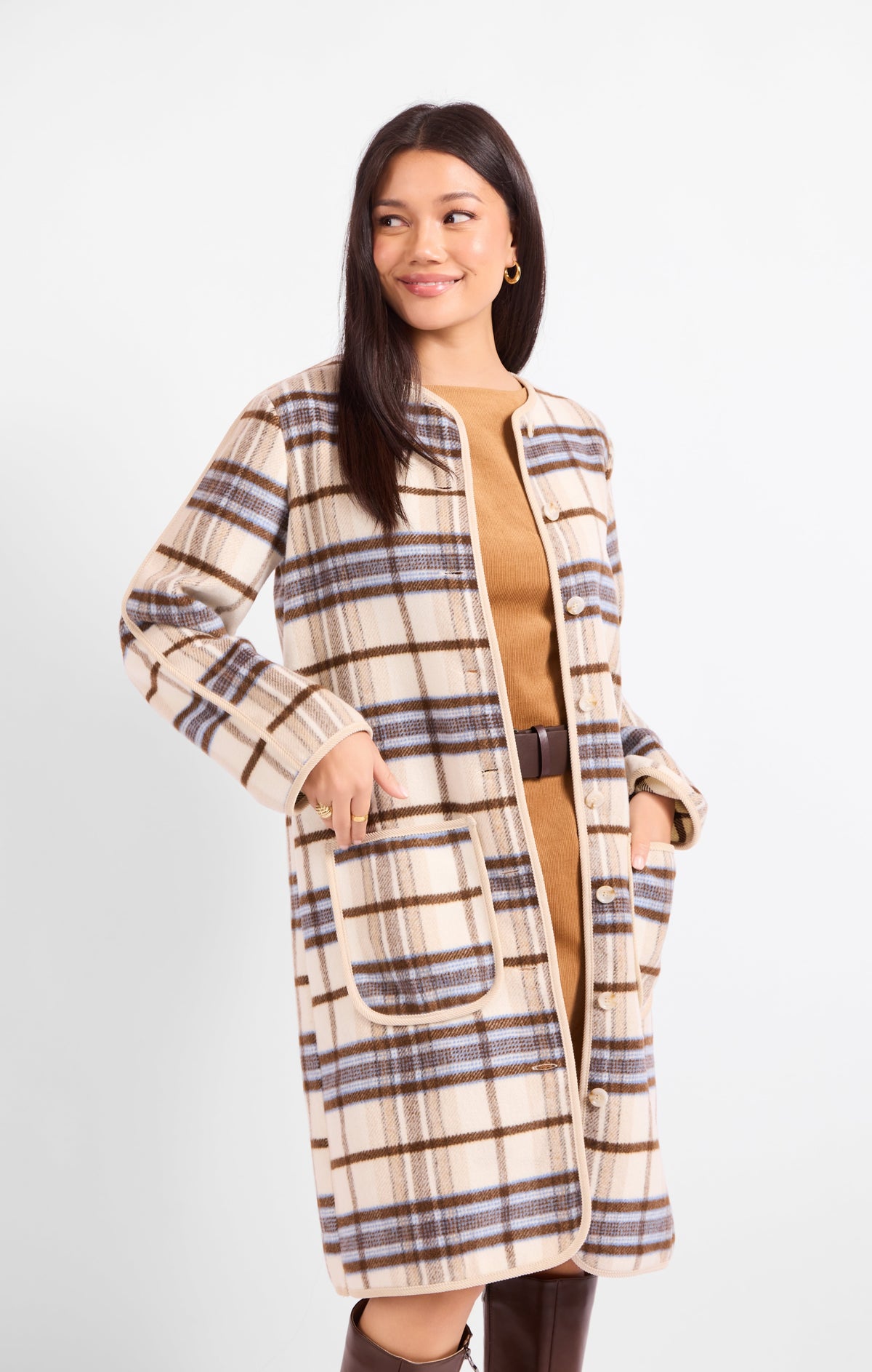 Anna Plaid Brushed Coat