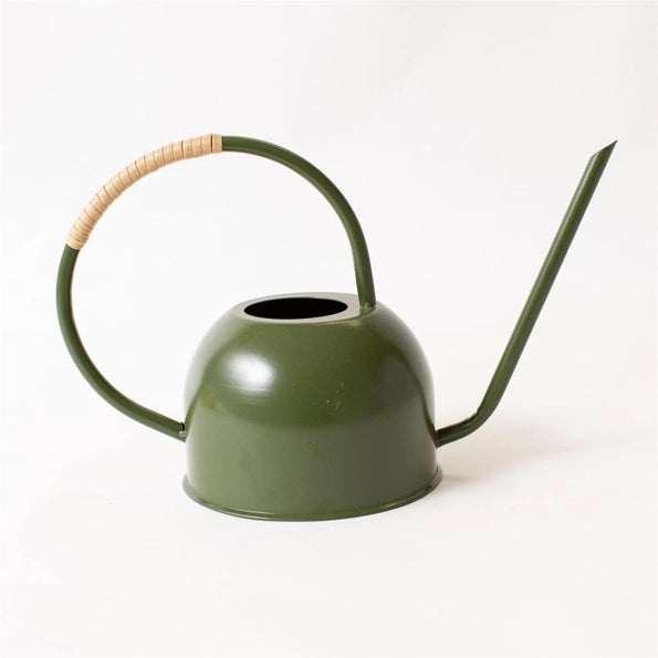 watering can for indoor plants Green Enamel with Rattan Watering Can