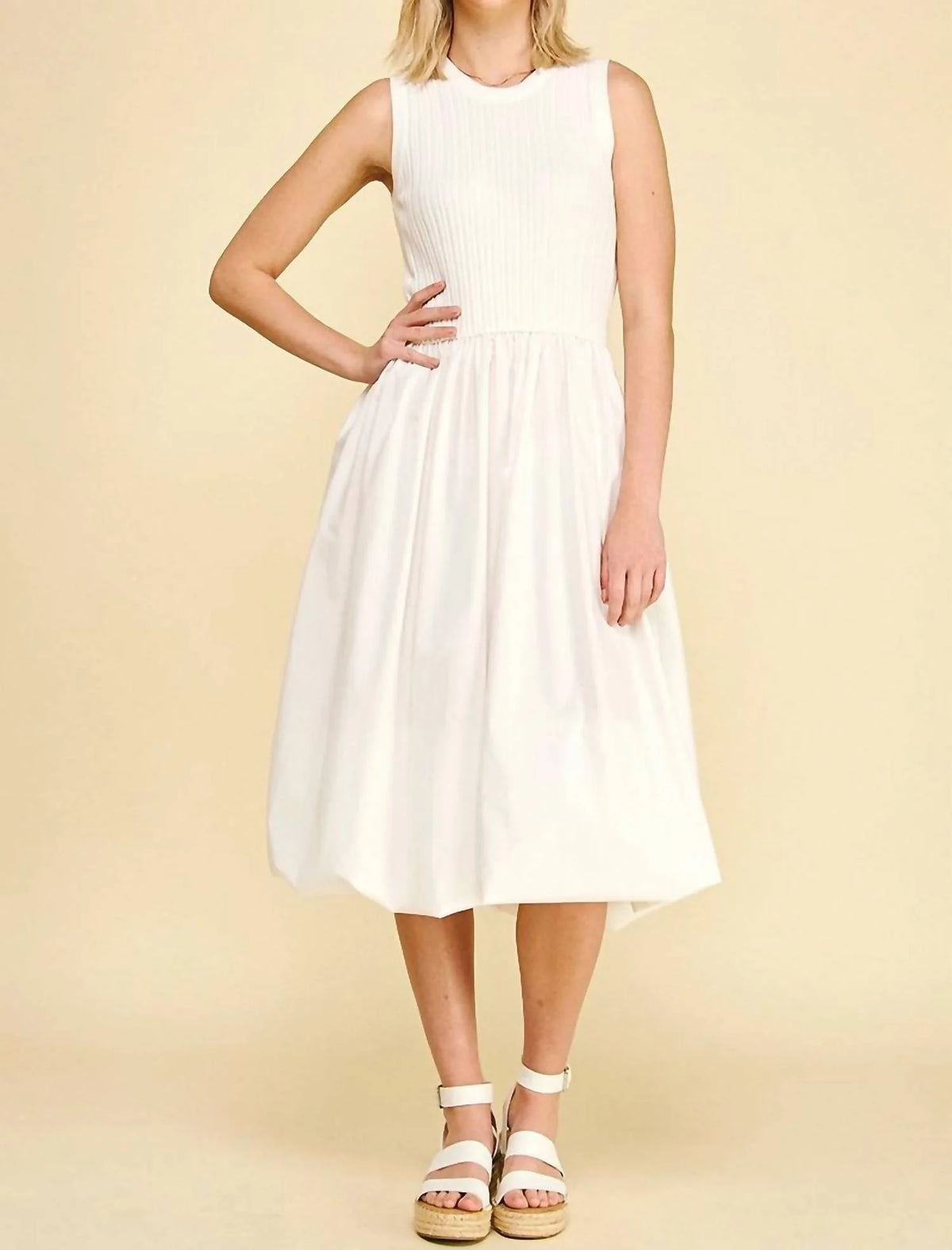 Contrast Bubble Hem Midi Dress