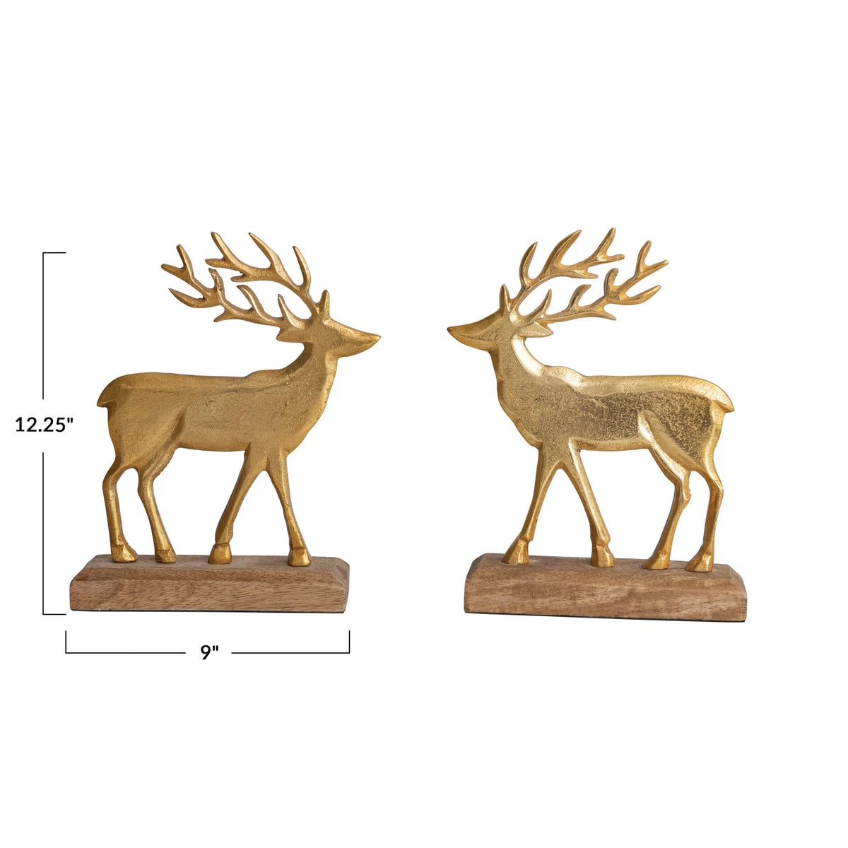 Gold Finish Cast Deer on Mango Wood Base