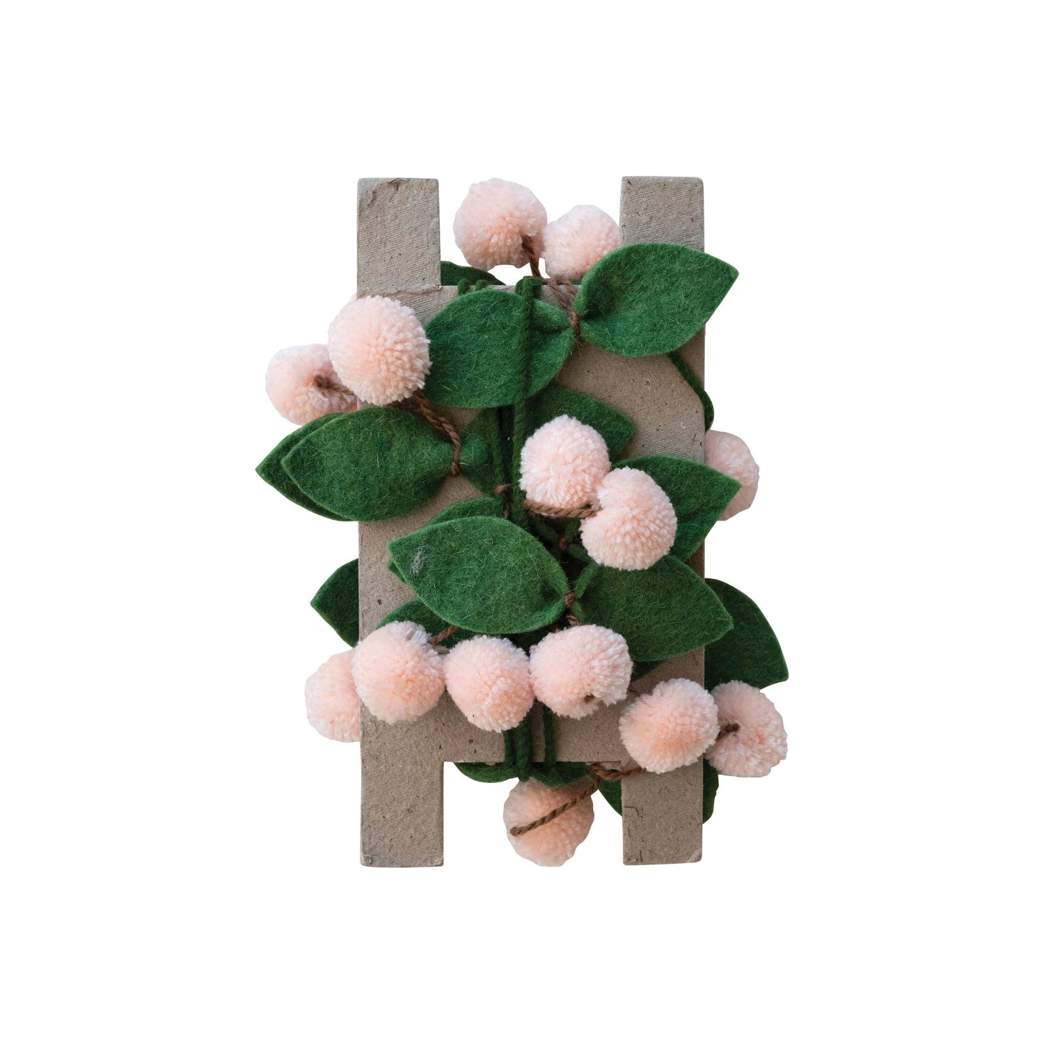 Handmade Wool Leaves & Pom Pom Cherries Garland