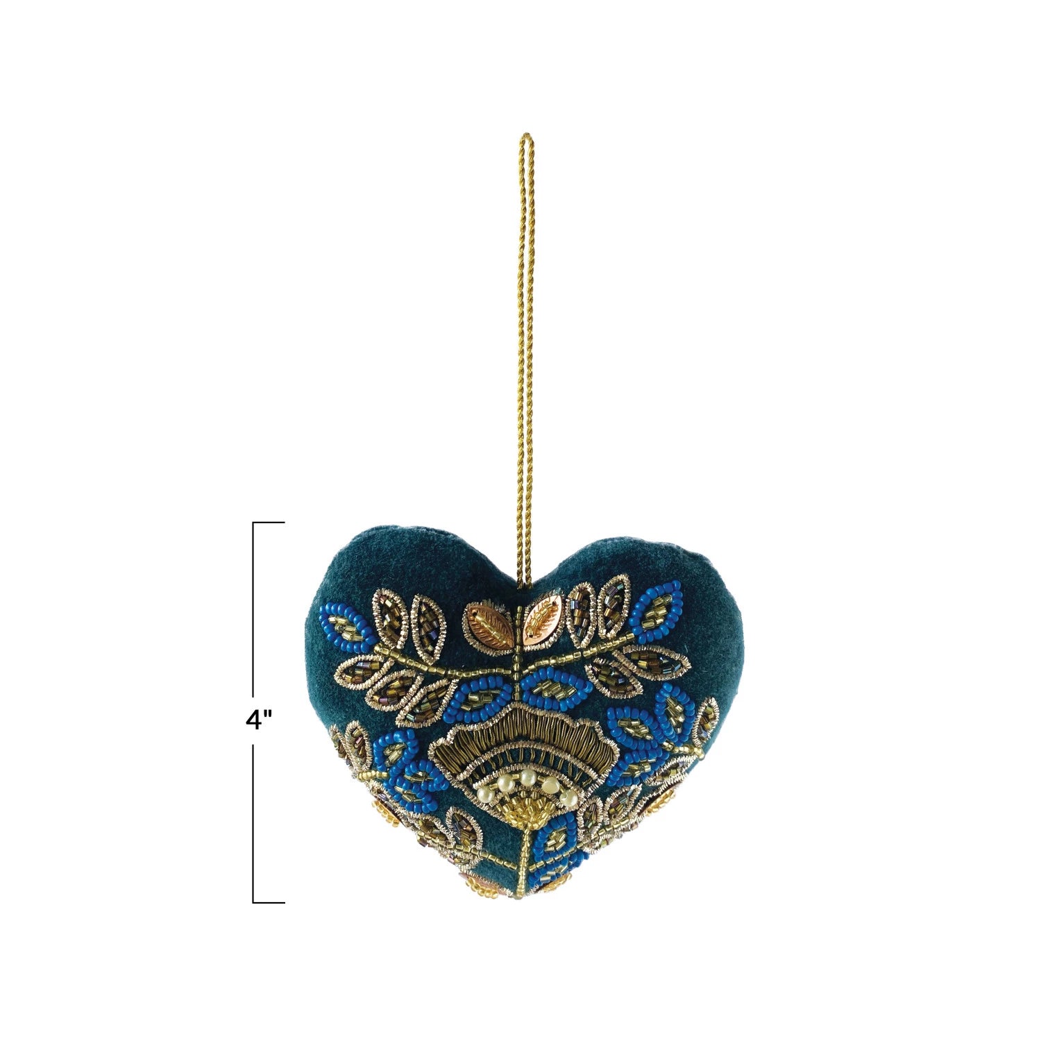 Velvet Heart Ornament w/embroidery & beads