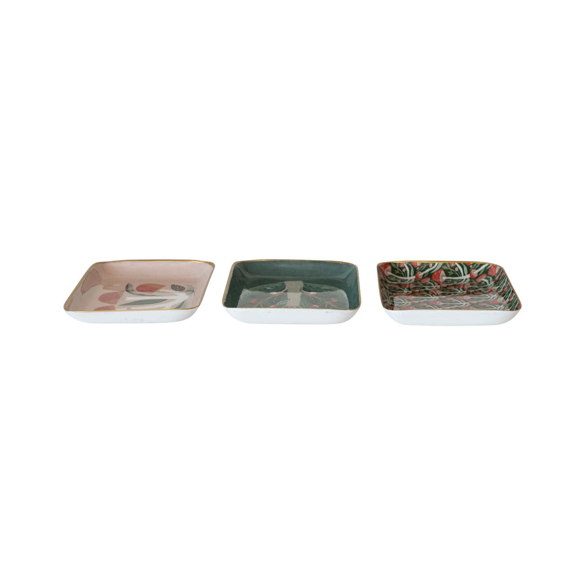 Enameled Steel Tray w/Mushroom &amp; Gold rim