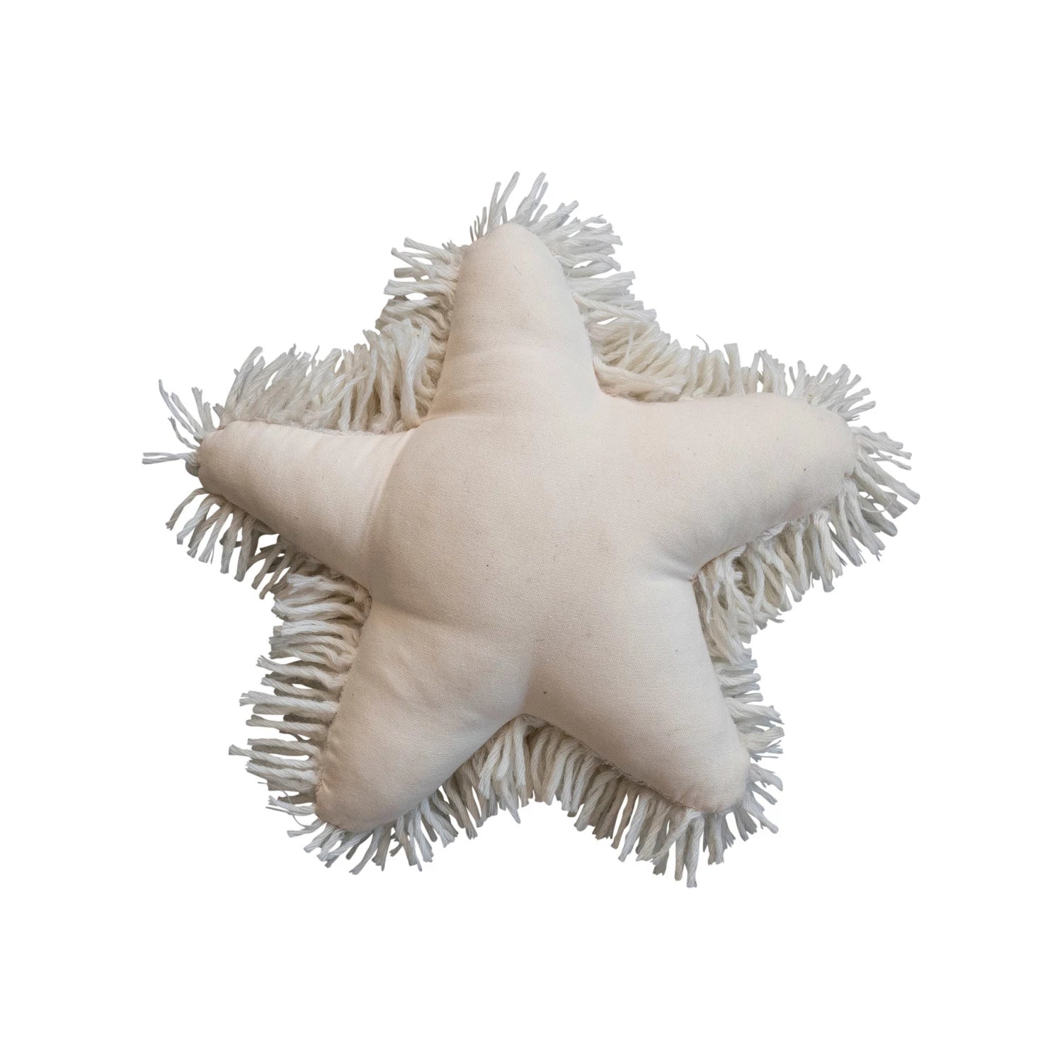 Soven Wool Shag Star Pillow -Cream