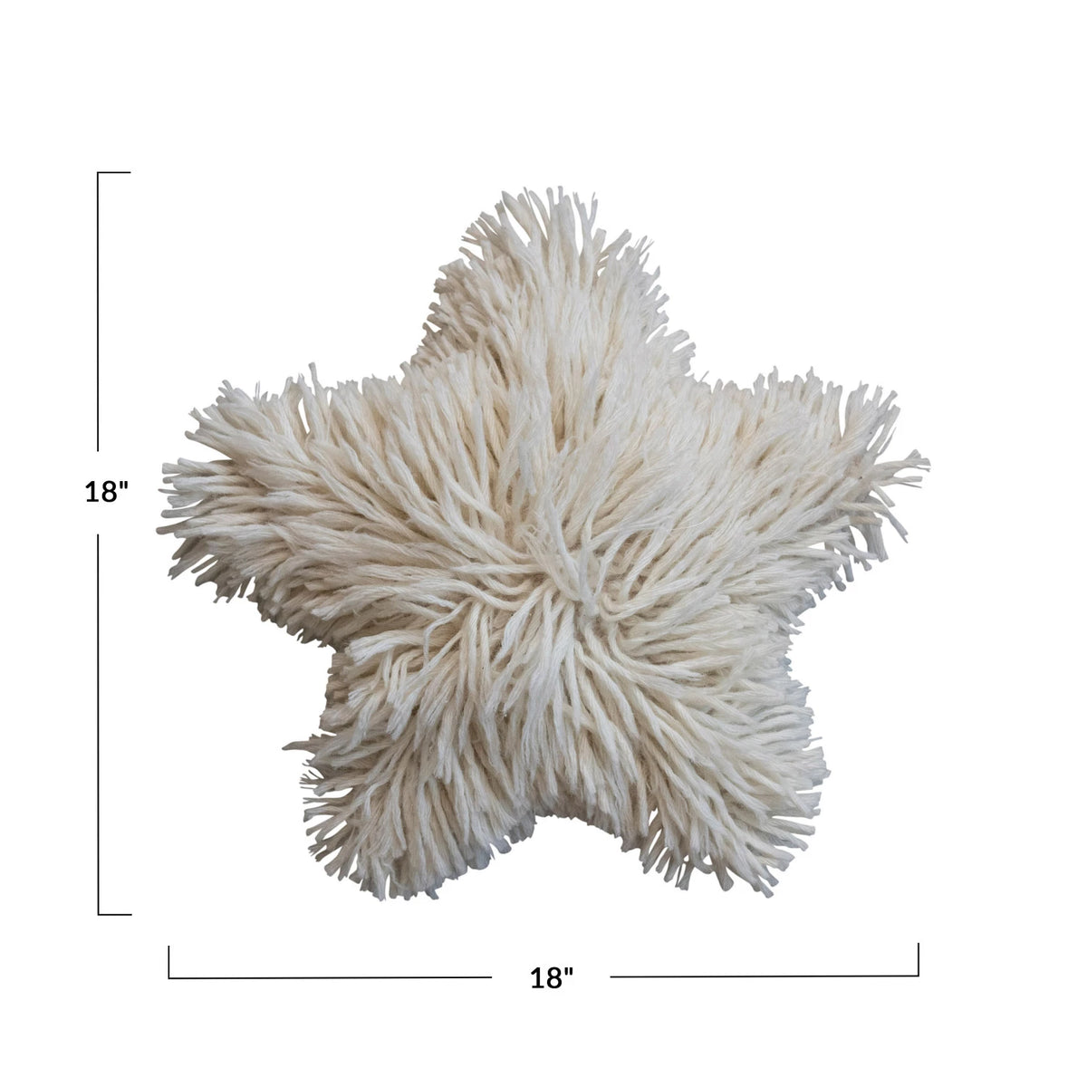 Soven Wool Shag Star Pillow -Cream