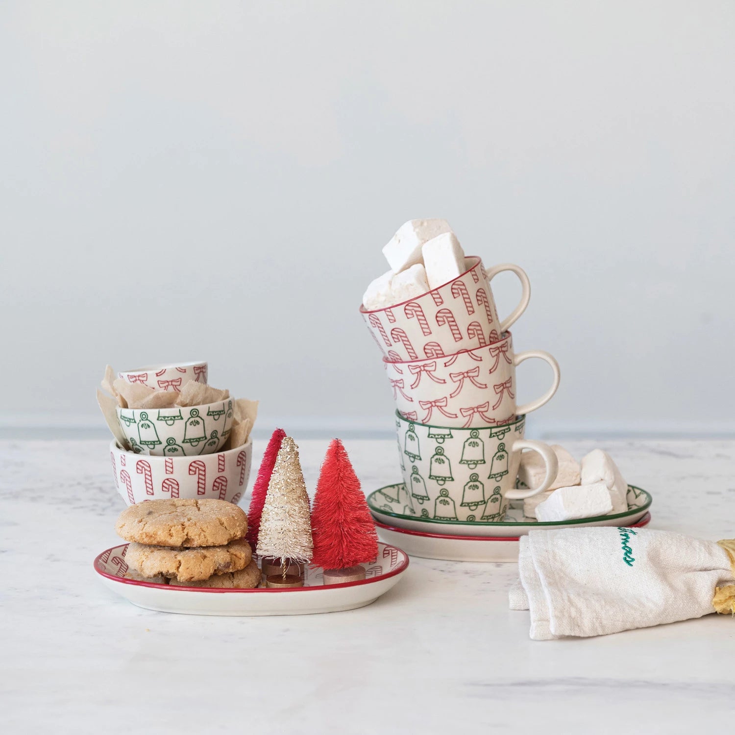 Handstamped Stoneware Holiday Bowls