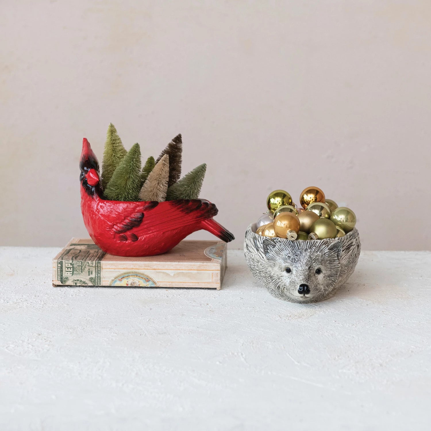 Cardinal Shaped Stoneware Bowl