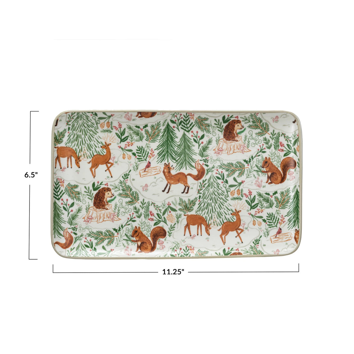 Woodland Flora/Fauna Pattern Stoneware Platter