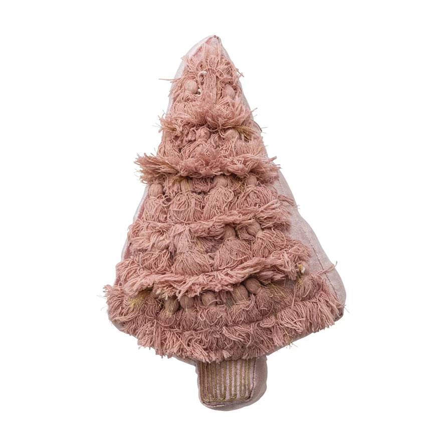 Tree Shaped Pillow w/ Fringe &amp; Tassels