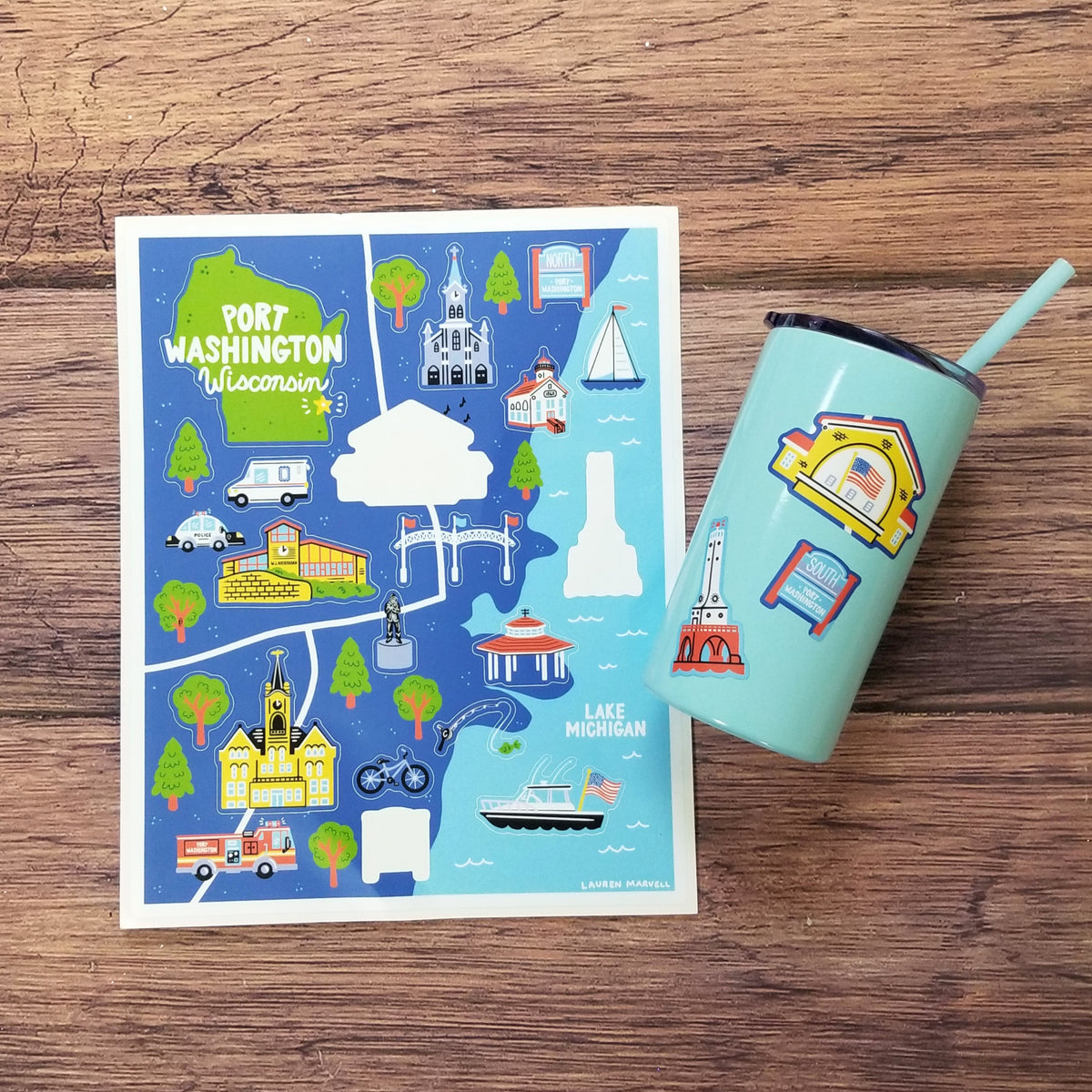 Port Map Print Sticker Sheet