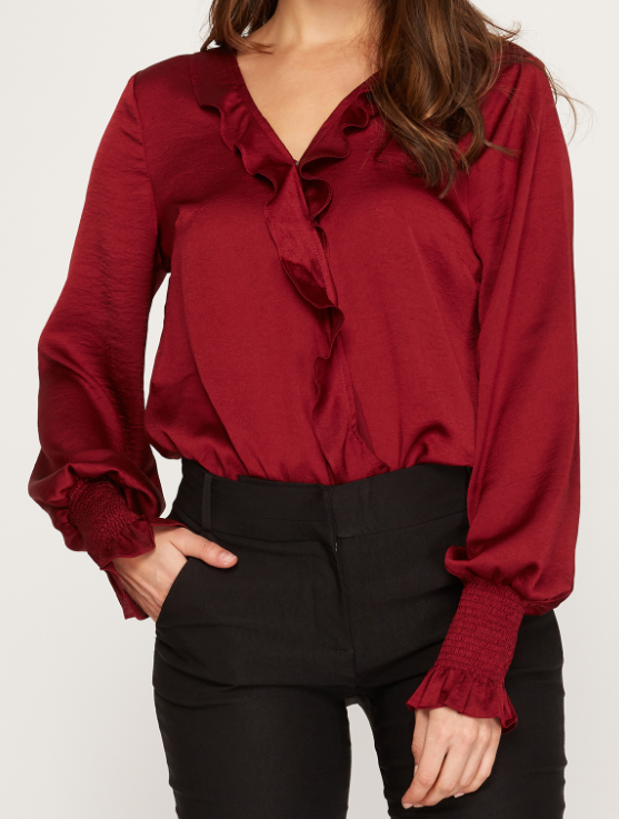 Satin Long Sleeve Bodysuit