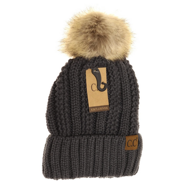 Fuzzy Lined Fur Pom Beanie
