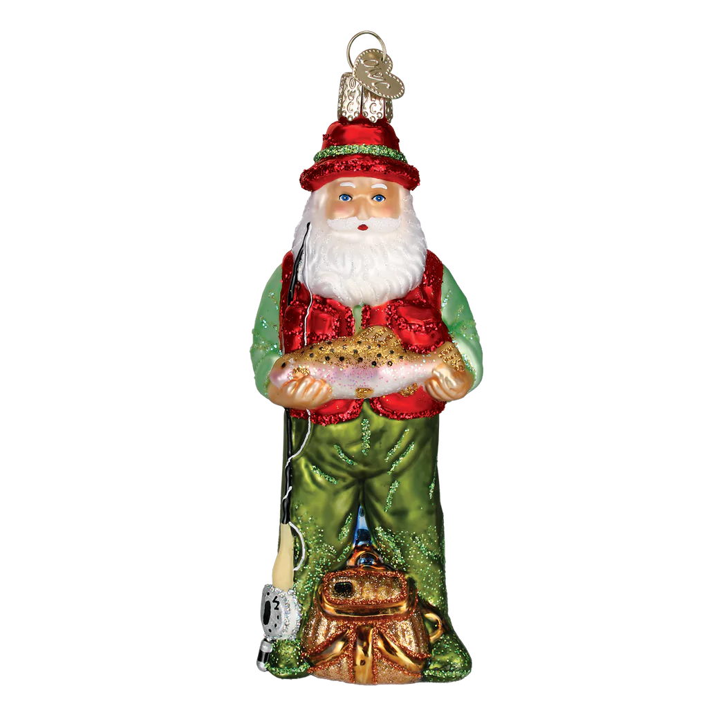 Fly Fishing Santa Ornament