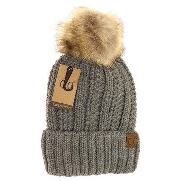 Fuzzy Lined Fur Pom Beanie
