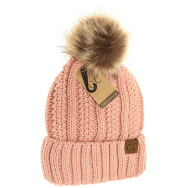 Fuzzy Lined Fur Pom Beanie