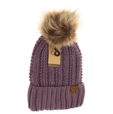 Fuzzy Lined Fur Pom Beanie