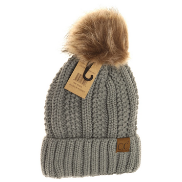 Fuzzy Lined Fur Pom Beanie