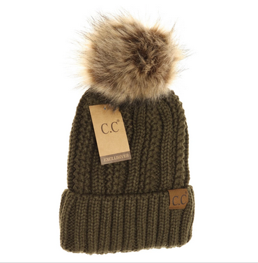 Fuzzy Lined Fur Pom Beanie