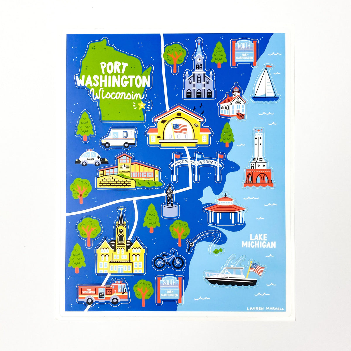 Port Map Print Sticker Sheet