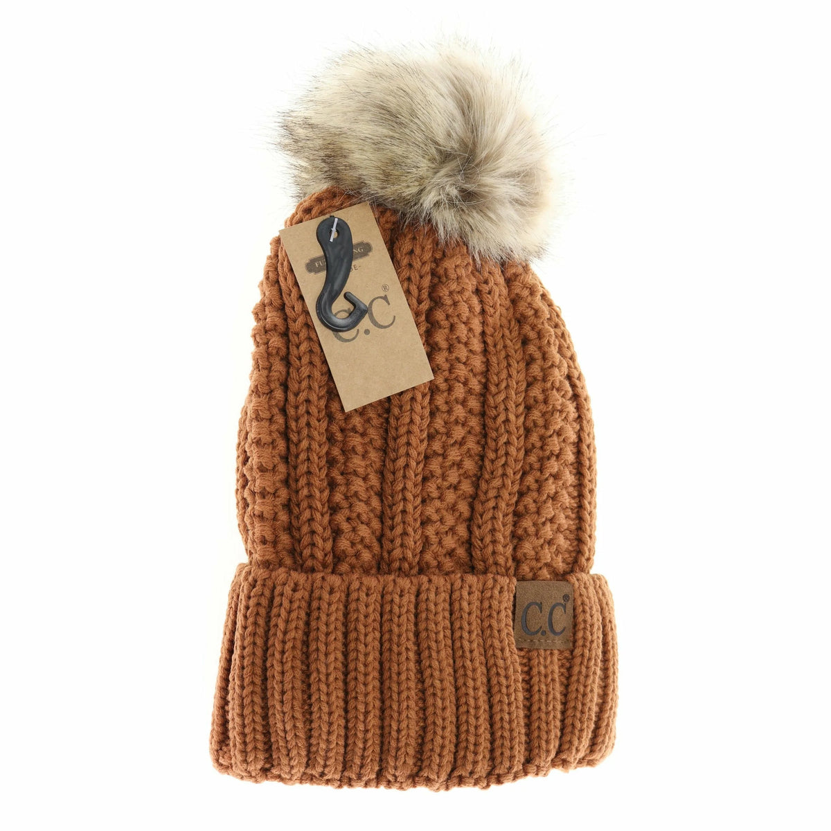 Fuzzy Lined Fur Pom Beanie