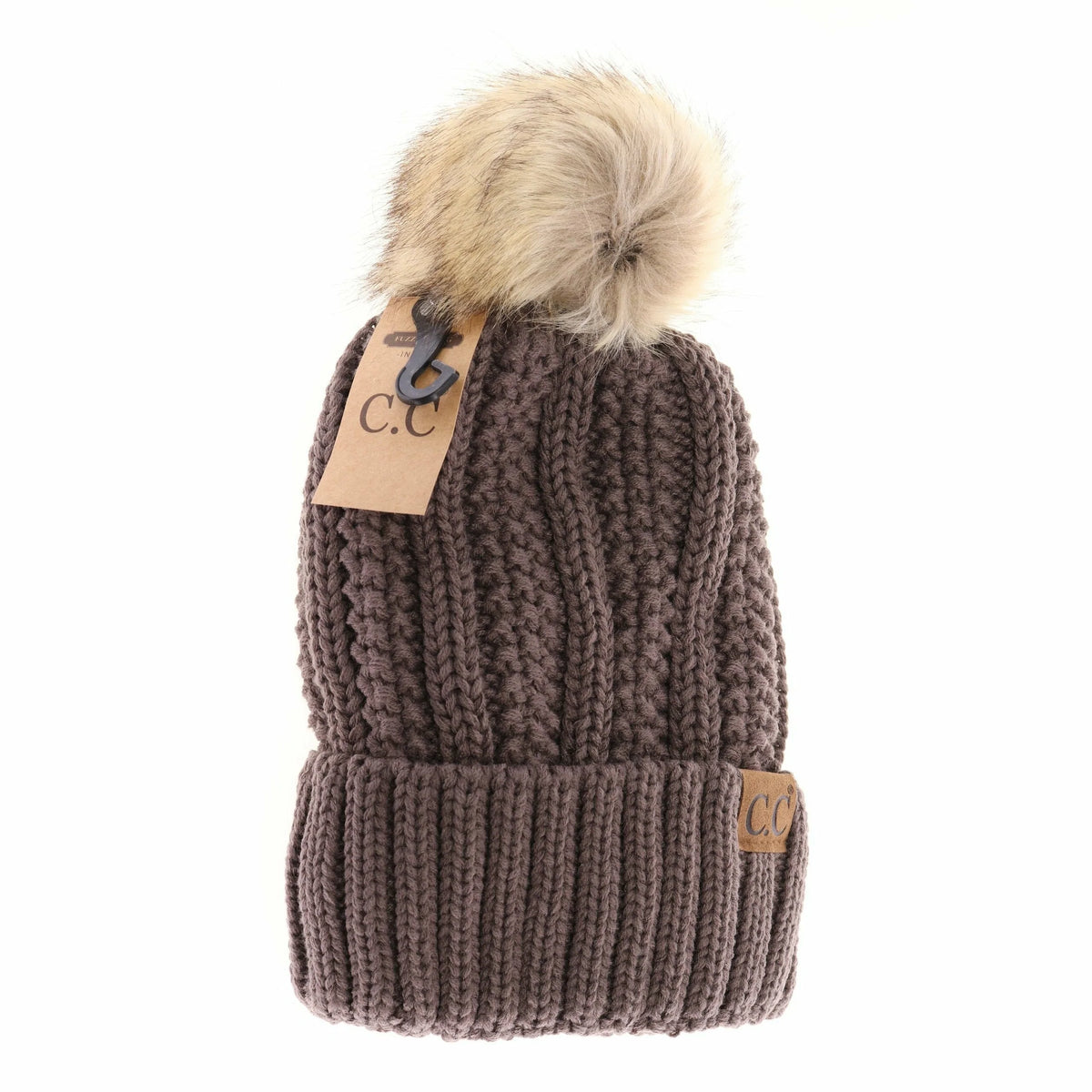 Fuzzy Lined Fur Pom Beanie