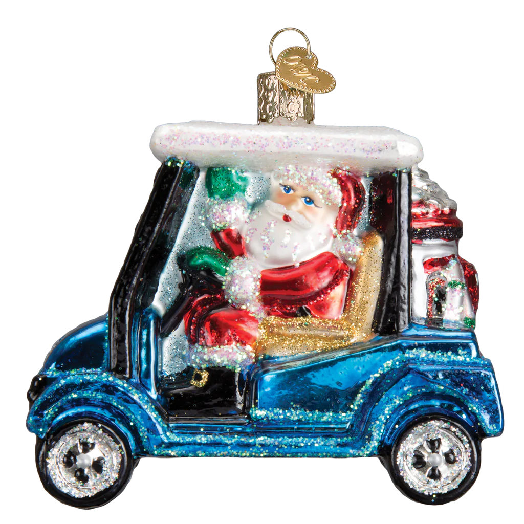Golf Cart Santa Ornament