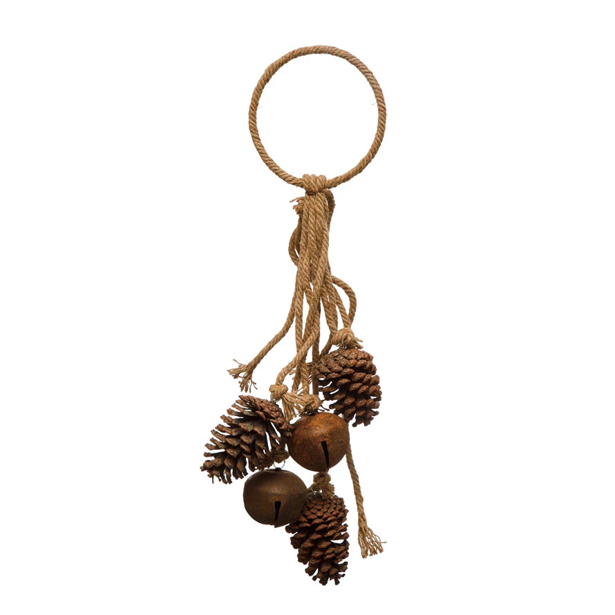 Door Hanger w/ Jingle Bells &amp; Pinecones