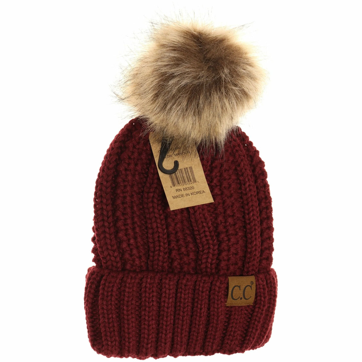 Fuzzy Lined Fur Pom Beanie