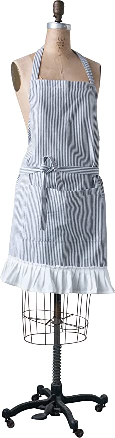 Woven Cotton Apron with Pocket and Ruffle