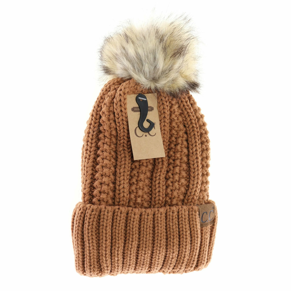 Fuzzy Lined Fur Pom Beanie