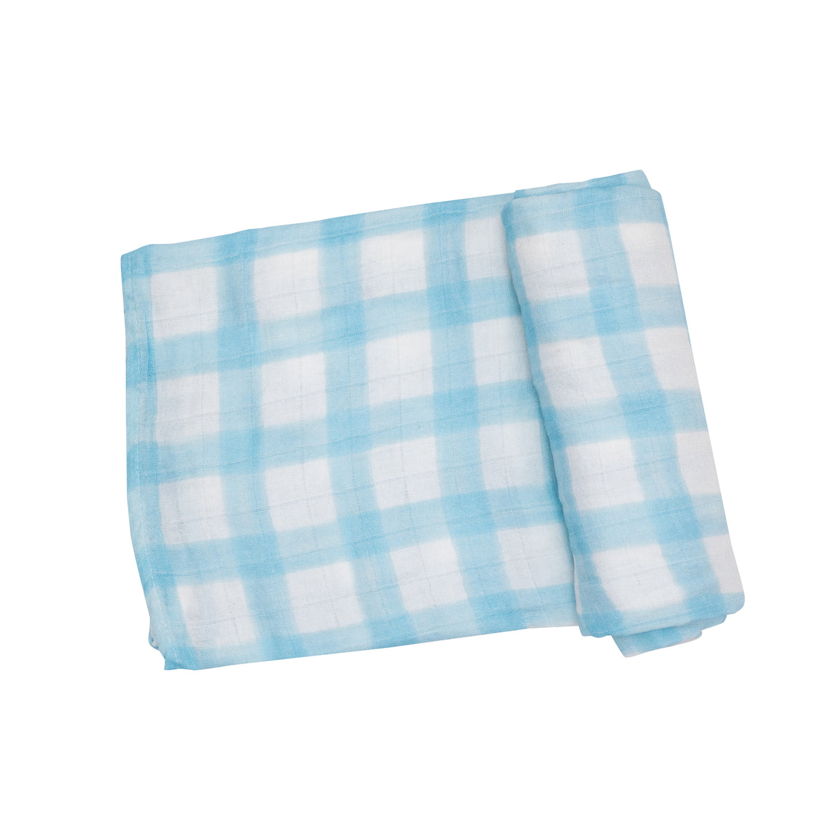 Painted Gingham Swaddle Blanket - Blue